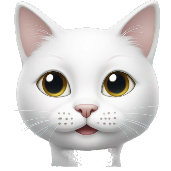 White cat with small eyes,smile emoji