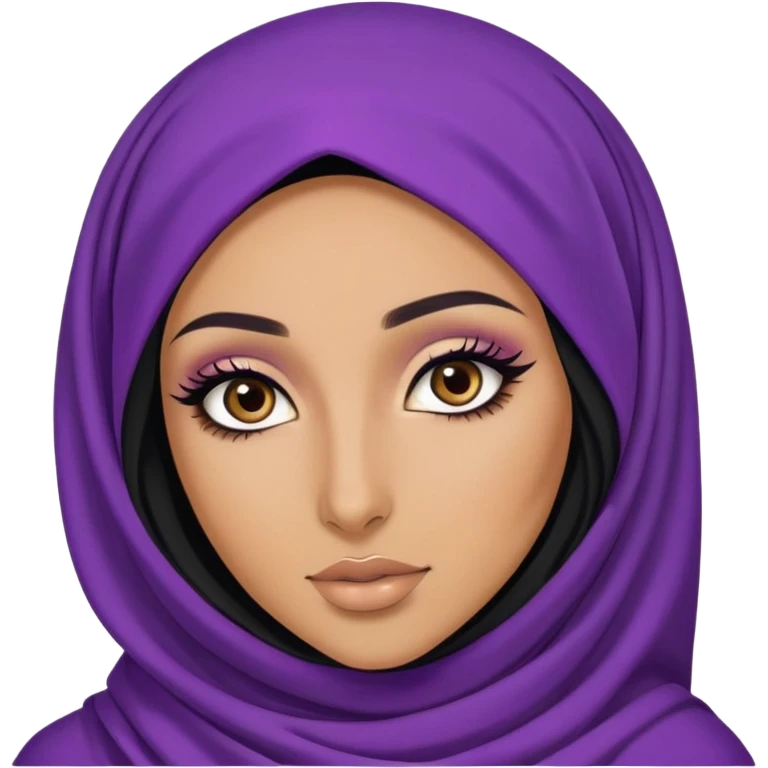 purple hijabi baddie,pretty, brown eyes, makeup, black eyeliner, long hair emoji