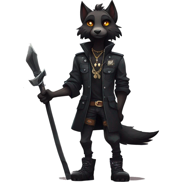 cool edgy dark animal fursona by griffsnuff & LiLaiRa & Falvie with badass colors and a collar full body emoji