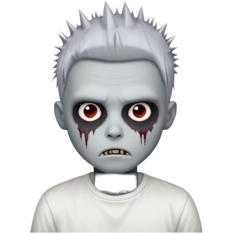 zombie boy with spiky emo hair and white shirt emoji to use or share on Discord and Slack. emoji