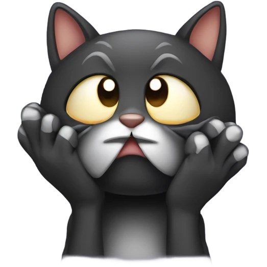 a scaredy-cat holding his head with his paws emoji