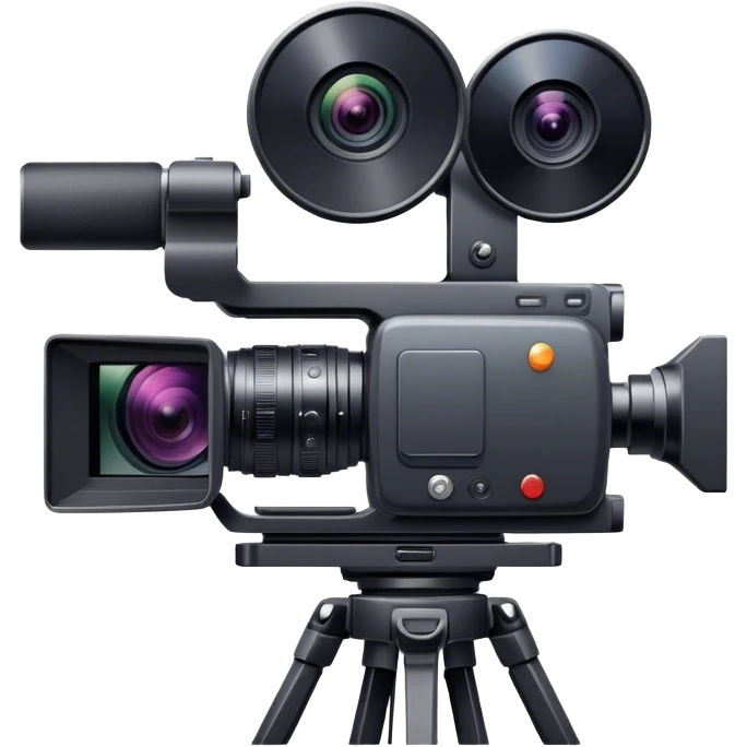 Create an emoji for video recording. Show a video camera with single lens, symbolizing the act of filming. Use modern, professional colors. Do not include any emojis or smiley faces. Make the background transparent. emoji