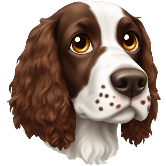 Springer spaniel with auburn eyebrows and brown spots in his nose emoji