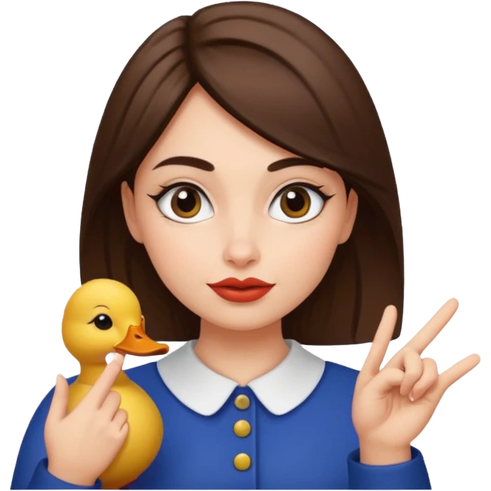 Girl with duck face And italian gest with the end emoji