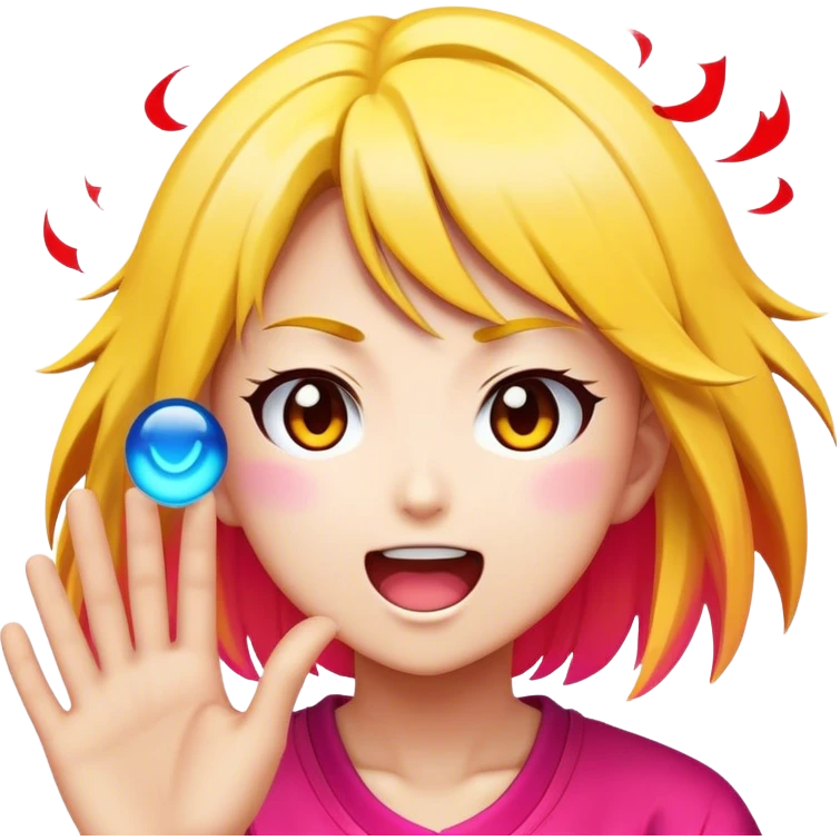 Cinematic Realistic Manga Comics Emoji, depicted as a dynamic stylized illustration inspired by Japanese manga art with bold lines and expressive characters, rendered with vibrant textures and energetic colorful lighting that captures its iconic style. emoji