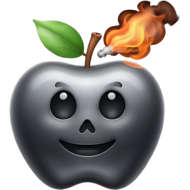 apple, black, poisonous, smoke rising emoji