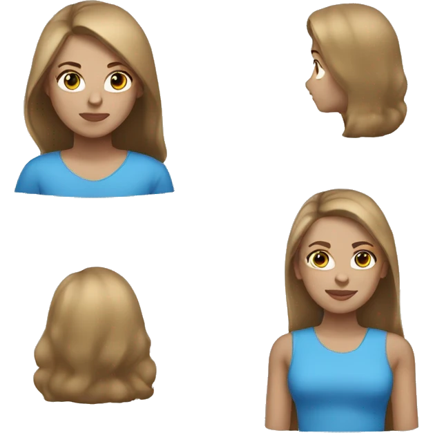 female symbol blue eyes light skin brown hair emoji