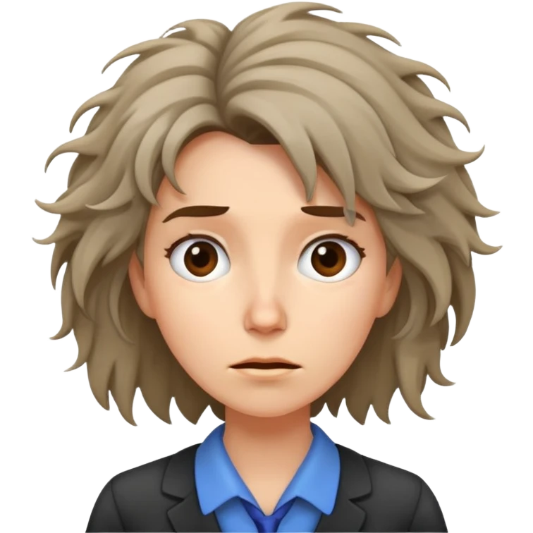 nervous female teacher with messy hair emoji