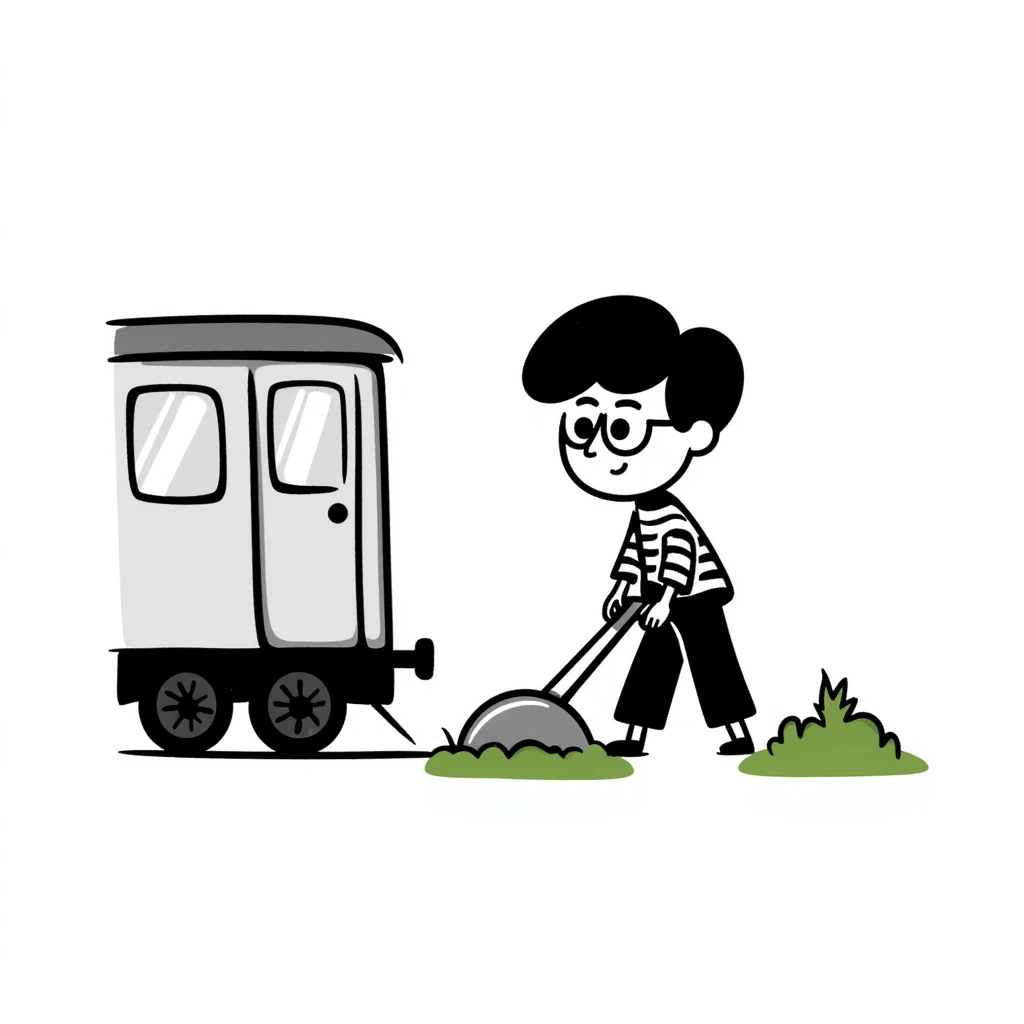 Harry Potter mowing the lawn on the Hogwarts Express train emoji