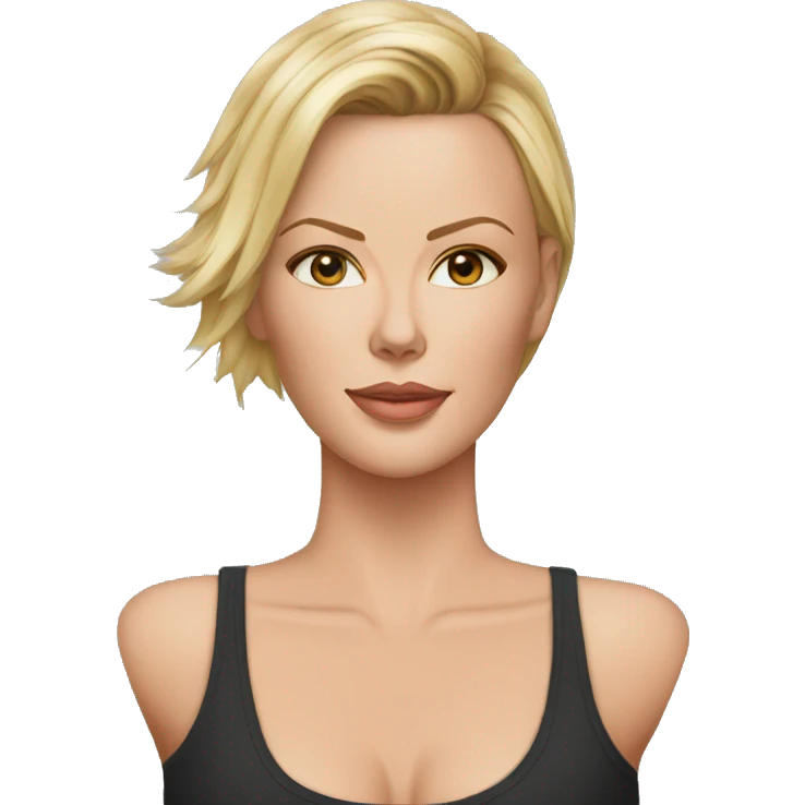 super realistic face of charlize theron wearing tank top emoji