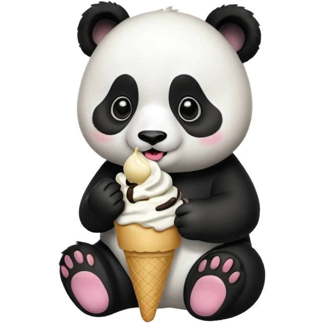 Panda eating ice cream emoji