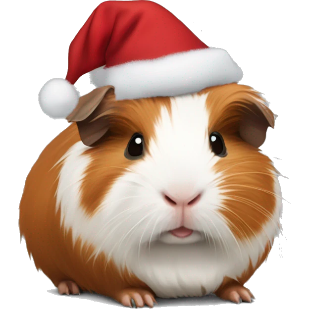 Abyssinian Guinea Pig with a Christmas hat emoji