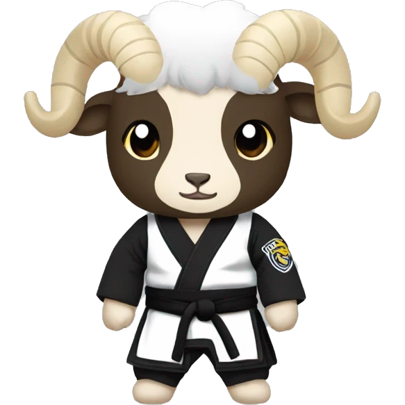 Ram wearing black Jiu-Jitsu gi wiht white belt emoji