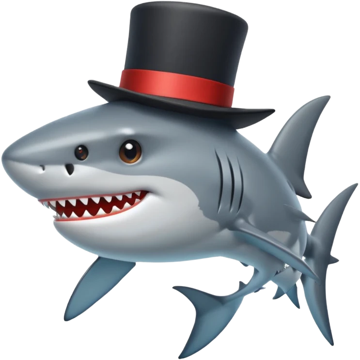 Shark with a top hat emoji