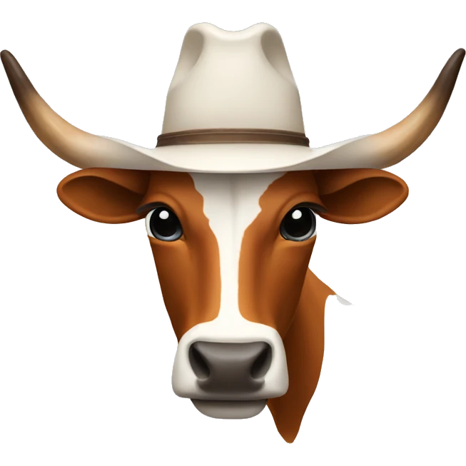 Longhorn wearing a Texas hat emoji
