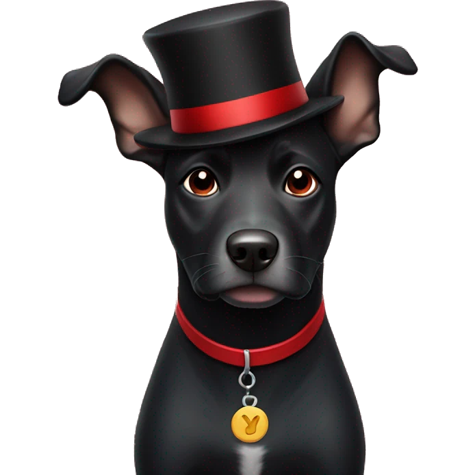 Black dog with red hat saying yes emoji