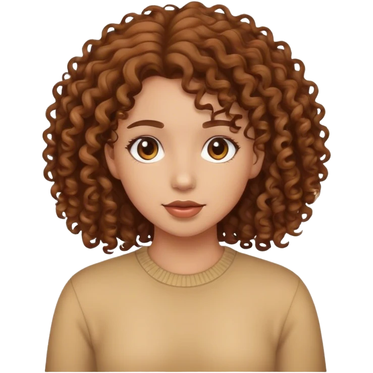 Brown curly hair girl with light skins emoji
