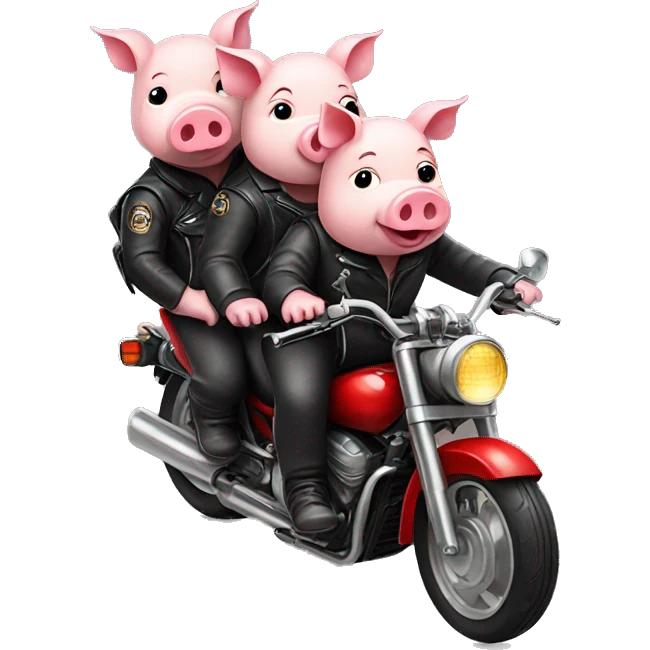 Three pigs on motorcycles  emoji