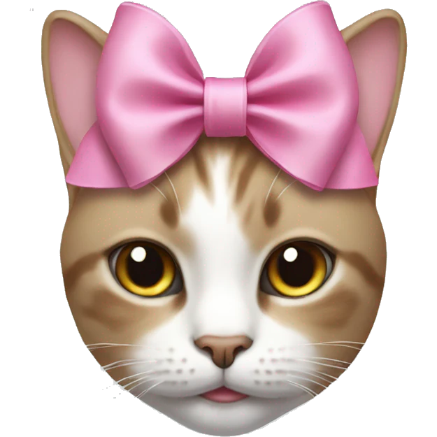 Cat with a pink bow on her head. emoji