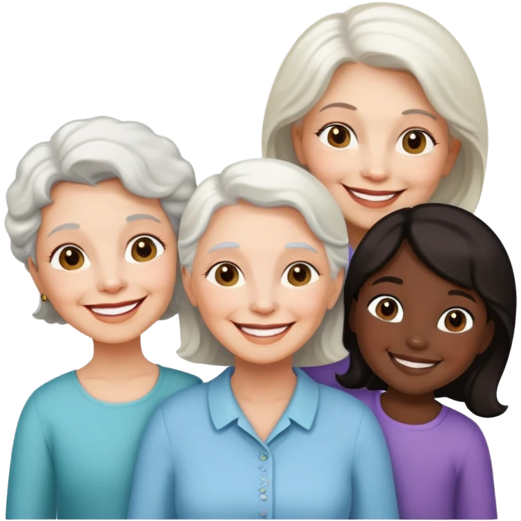 White senior woman with black identical little girls  emoji