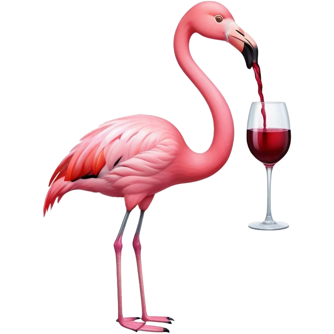 The pink flamingo drinks wine. emoji