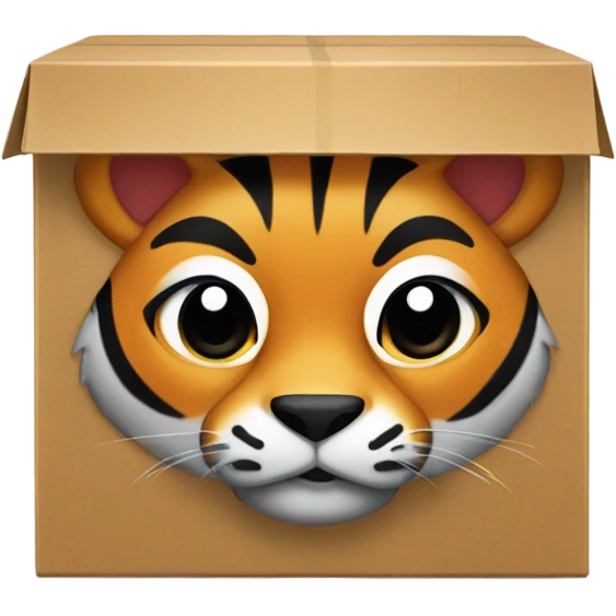 a box with TONI written on it, in the box there is a INSIDE Tiger 
 emoji