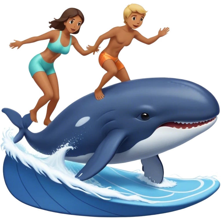 Surfing a whale with mom calling emoji