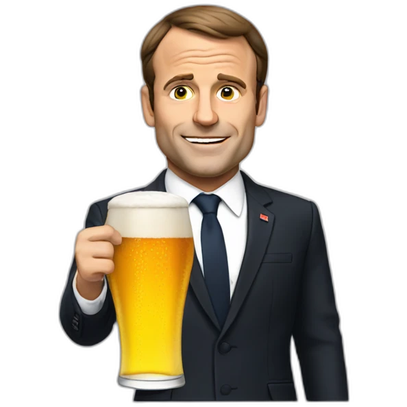 Macron with beer emoji