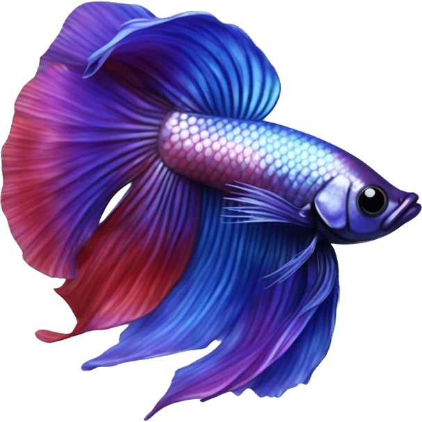Pretty iridescent long fin betta fish realistic blue purple red emoji