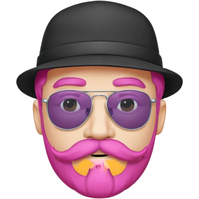 pink-haired mustache man with hat and sunglasses emoji