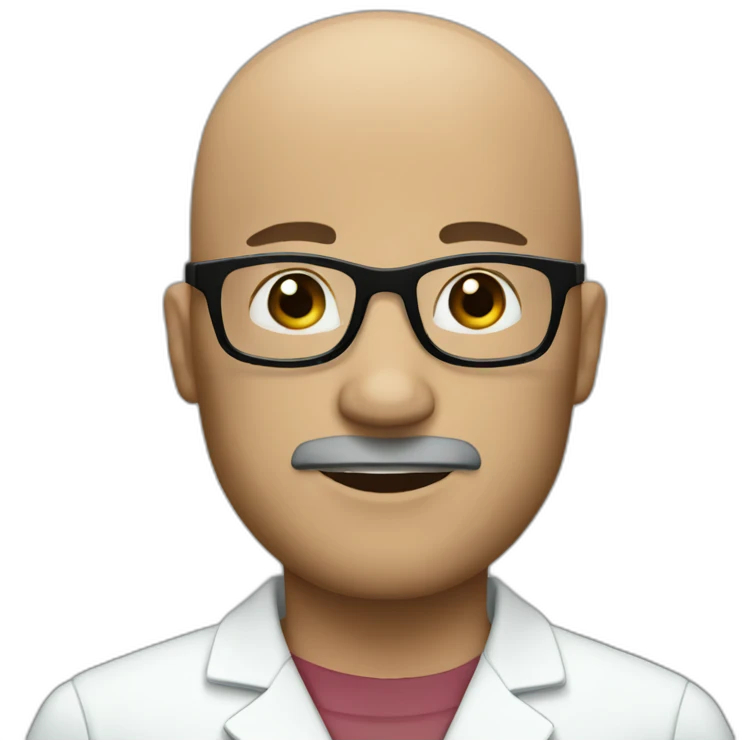 bald Surgeon with black Square glasses and short beard emoji