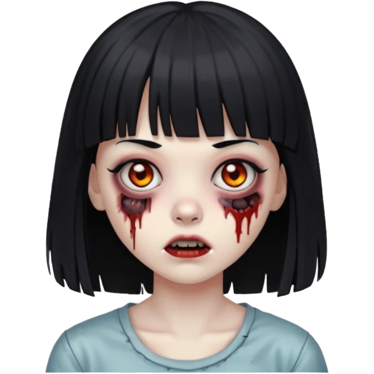 girl zombie with black hair whit bangs emoji