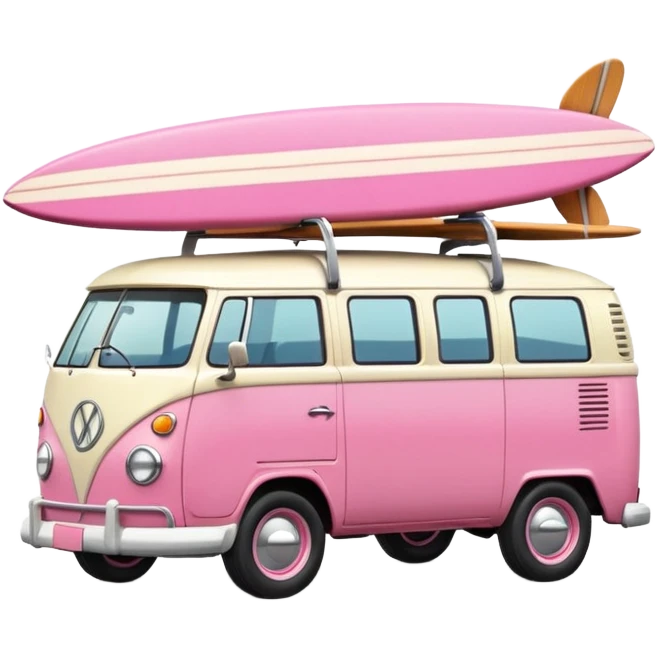 pink van with a surf board on it emoji