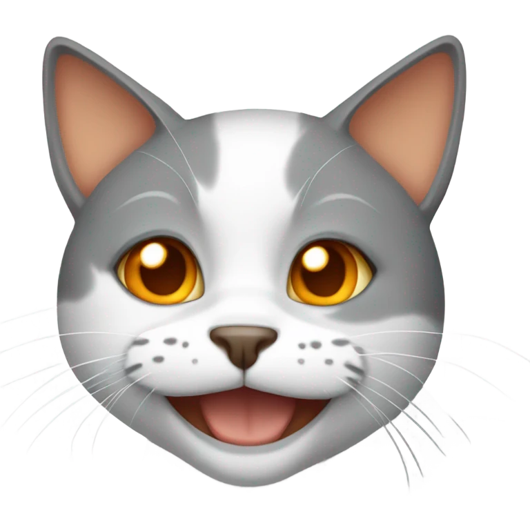 White gray and orange cat smiling  emoji
