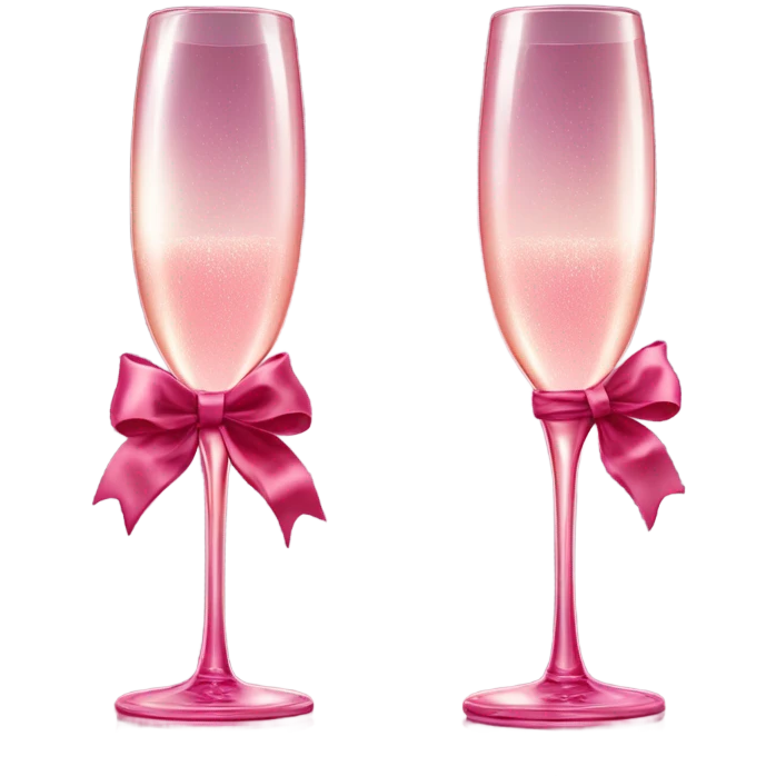 two pink champagne glass with burgundy bow  emoji