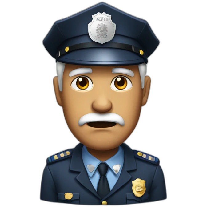 old real person with police cap a bit angry emoji