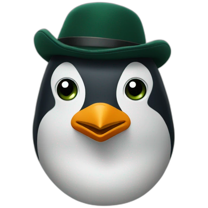 penguin head with a dark green peaky blinders flat cap emoji
