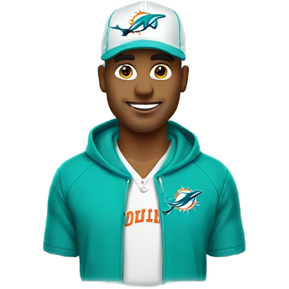 make a tall, dirty blonde, gay man, with a miami dolphins hat on emoji