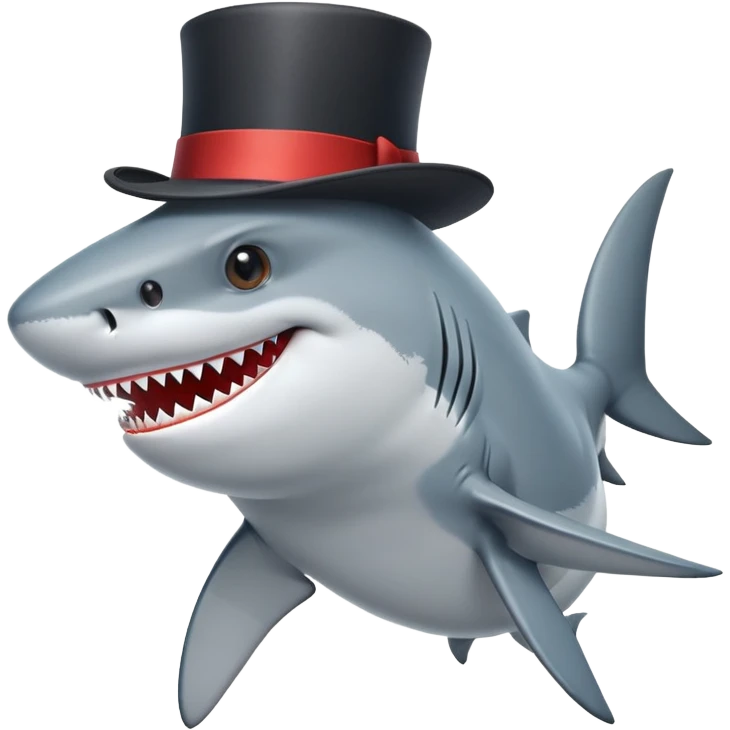 Shark with a top hat emoji