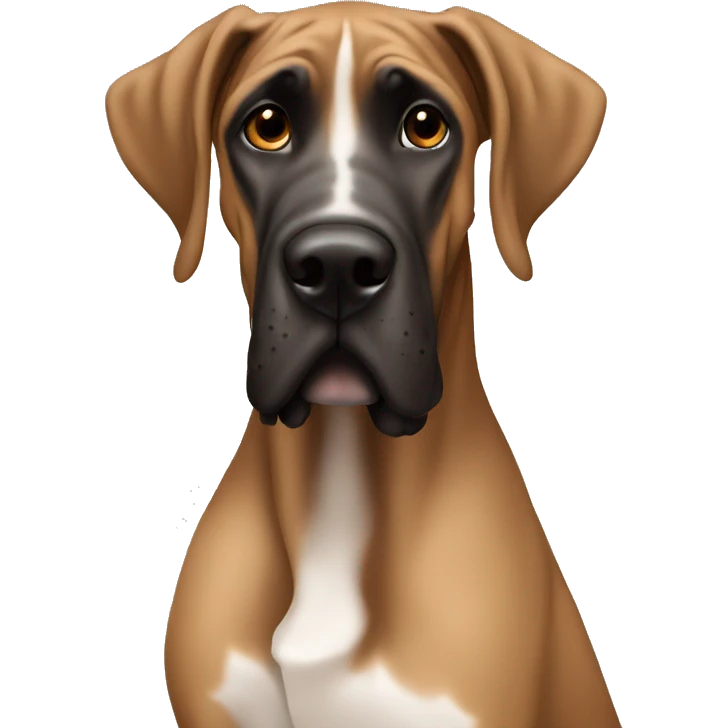A brown great dane with a black nose sitting  emoji