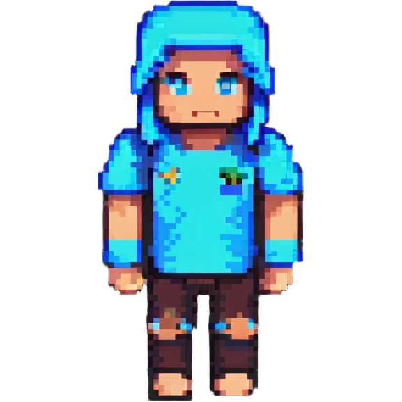 Recreate this Minecraft OMZ character in pixel art style with a simple background. emoji