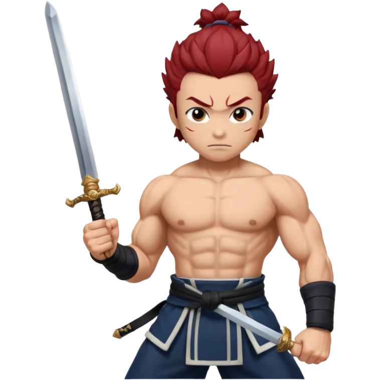tangiro holding sword and a powerfull pose of standing emoji