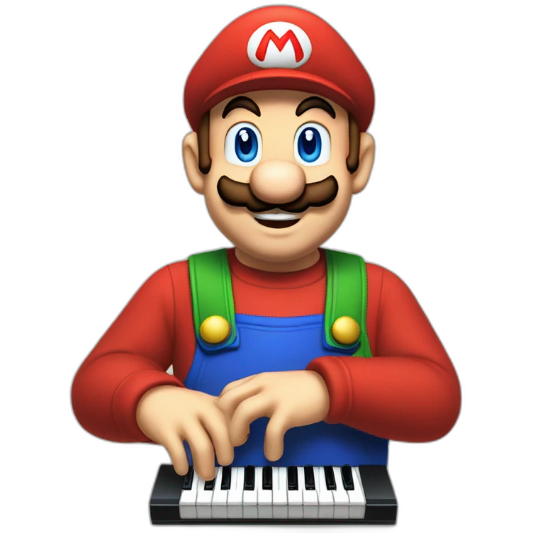 Mario sur Luigi qui joue du piano emoji