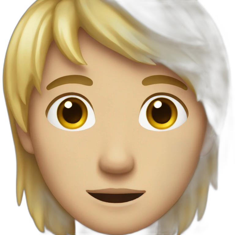 boy with dirty blonde hair is sad but also has a hint of desire and wanting to be kind emoji
