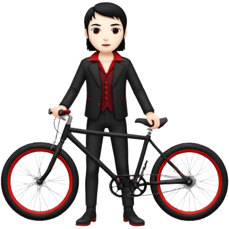 vampire stand with bicycle. emoji