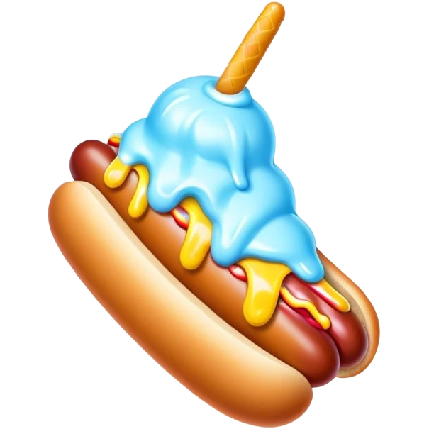 Melting neon ice cream hot dog  emoji
