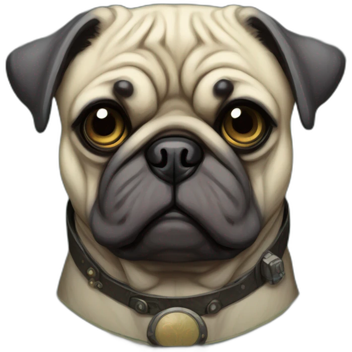 A cyberpunk pug in Art Nouveau style during 1910 emoji