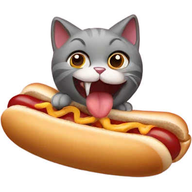 Cat eating hotdog emoji