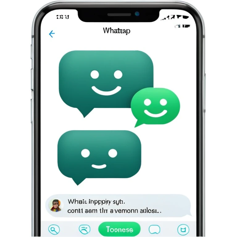 iPhone displaying WhatsApp screen with chat bubbles and a robot emoji as the contact emoji