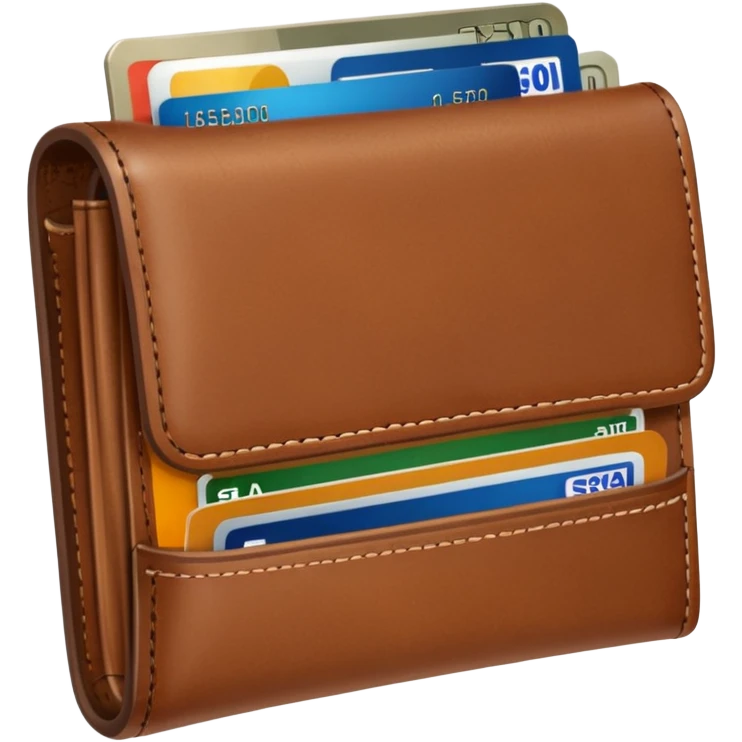 portefeuille marron avec quelques billets et carte bancaire emoji